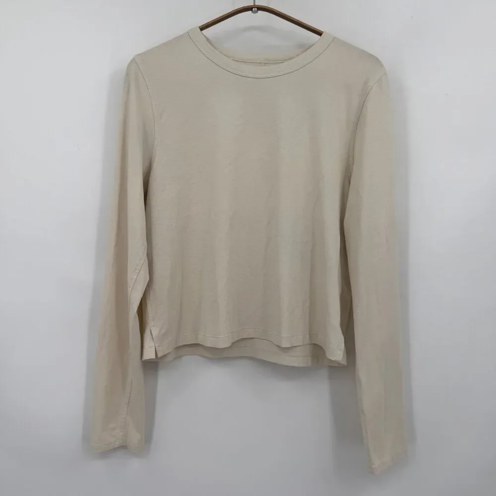 Lululemon Natural Ivory Classic Fit Cotton Blend Long Sleeve T-Shirt Size Medium